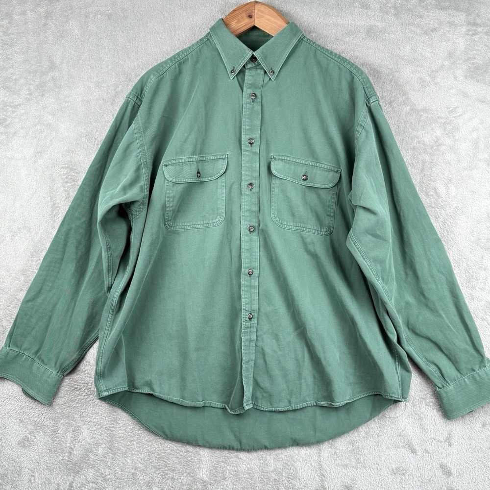 American Eagle Outfitters Heavy‎ Camp Button Down Shirt Mens XXL Kelly Green